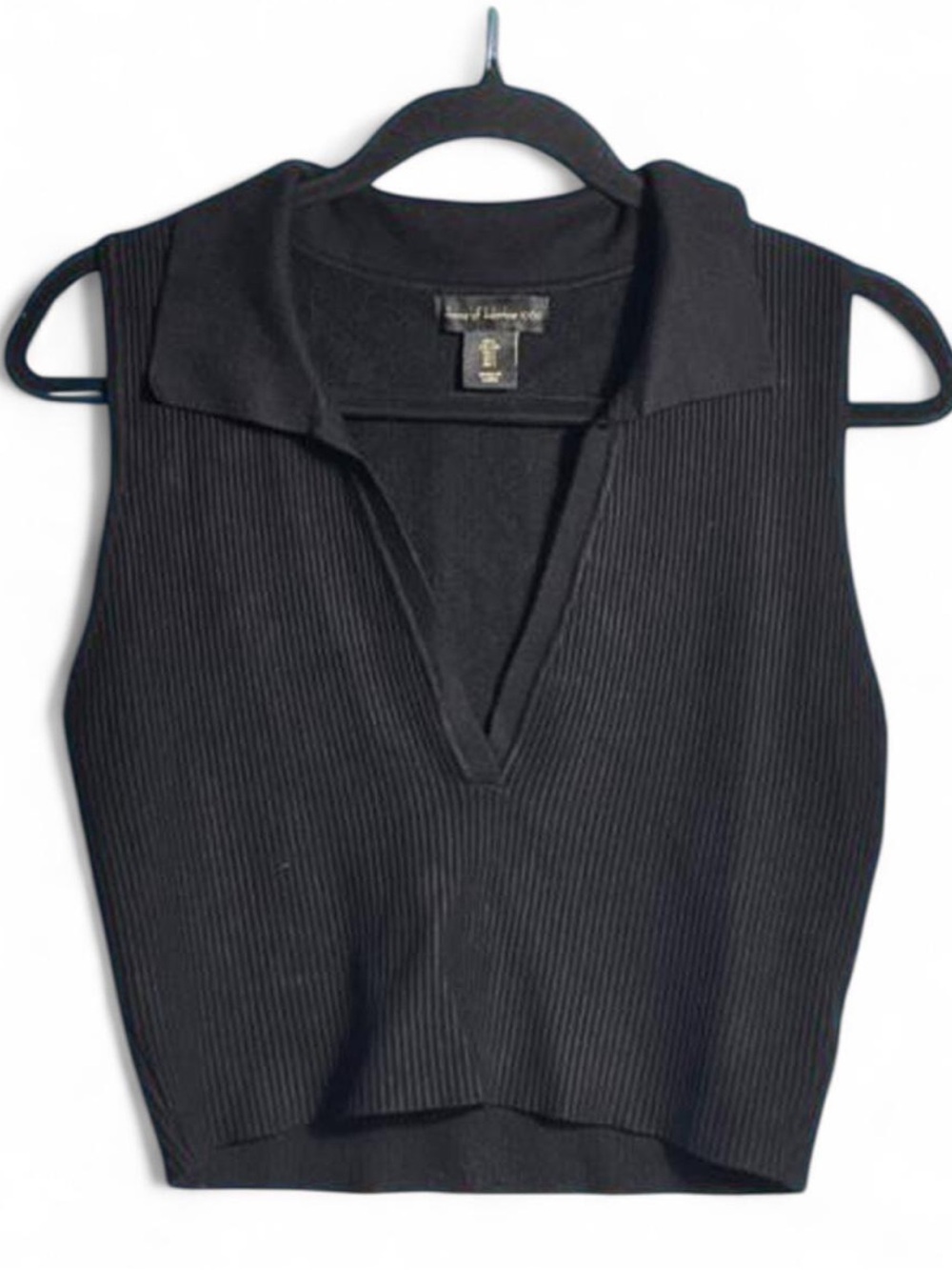 House of Harlow 1960 Black Ribbed Sleeveless Crop Top - EUC